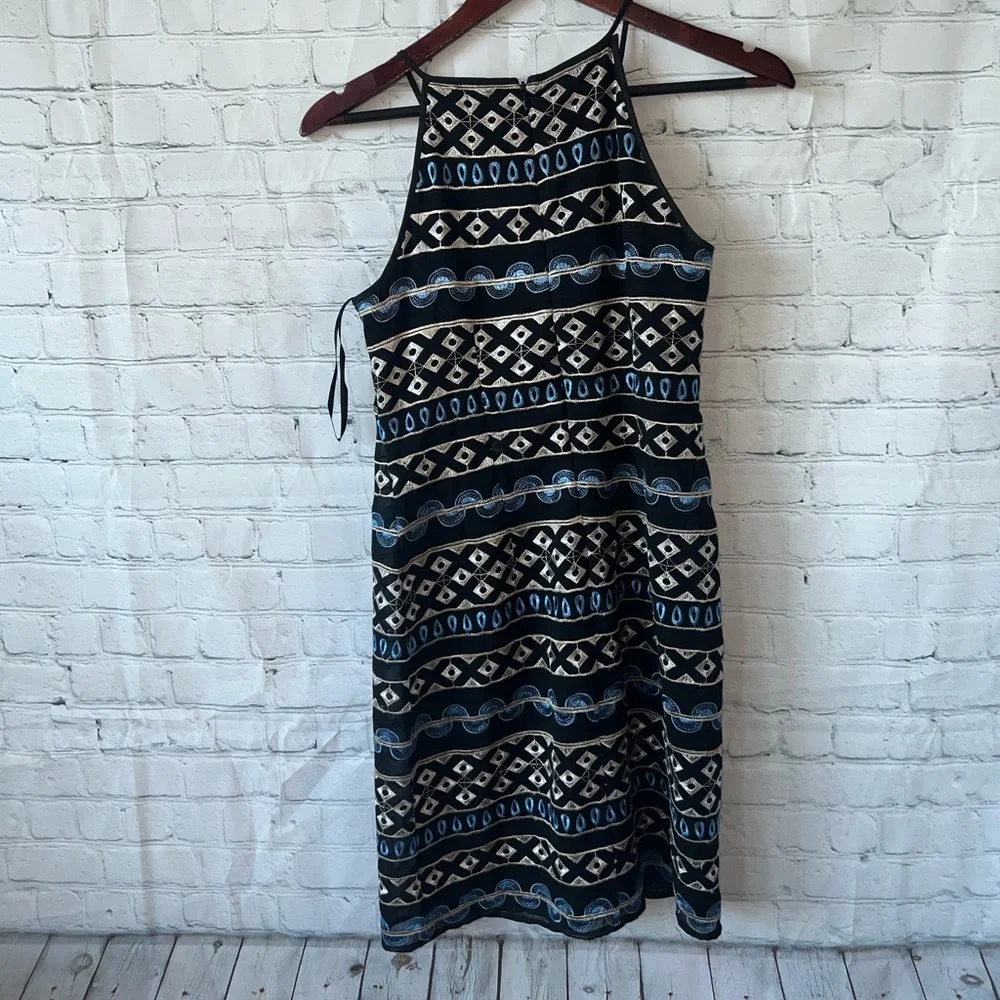 white house black market dark blue & white sleeveless dress size 00 - Picture 8 of 10